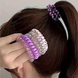 Purple and Pink Twisted Silicone Hair Ties